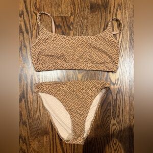 Fendi Monogram Tan Bikini Set